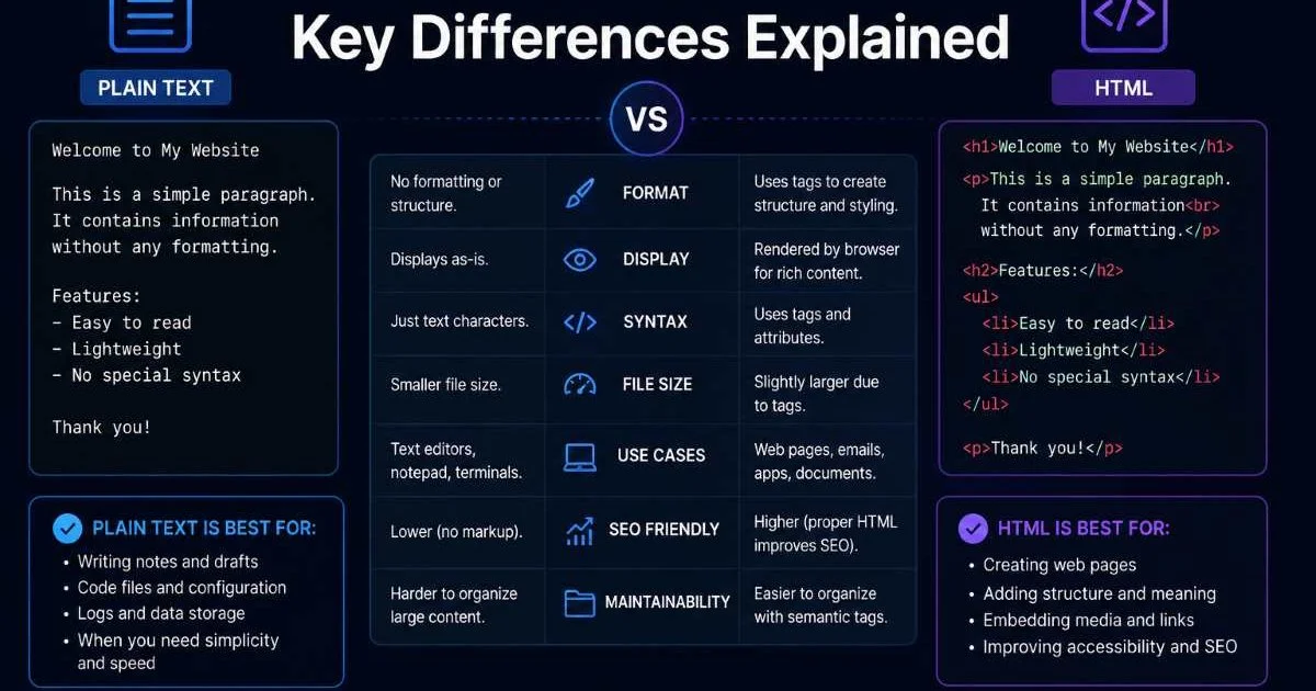 Plain Text vs HTML: Key Differences Explained