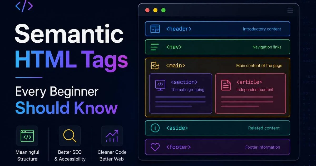 Semantic HTML Tags Every Beginner Should Know